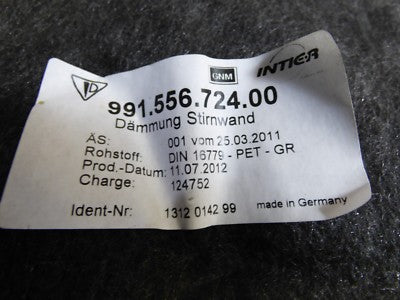 Porsche Boxster 981 991 911 Schallabsorber Dämmung Stirnwand 99155672400