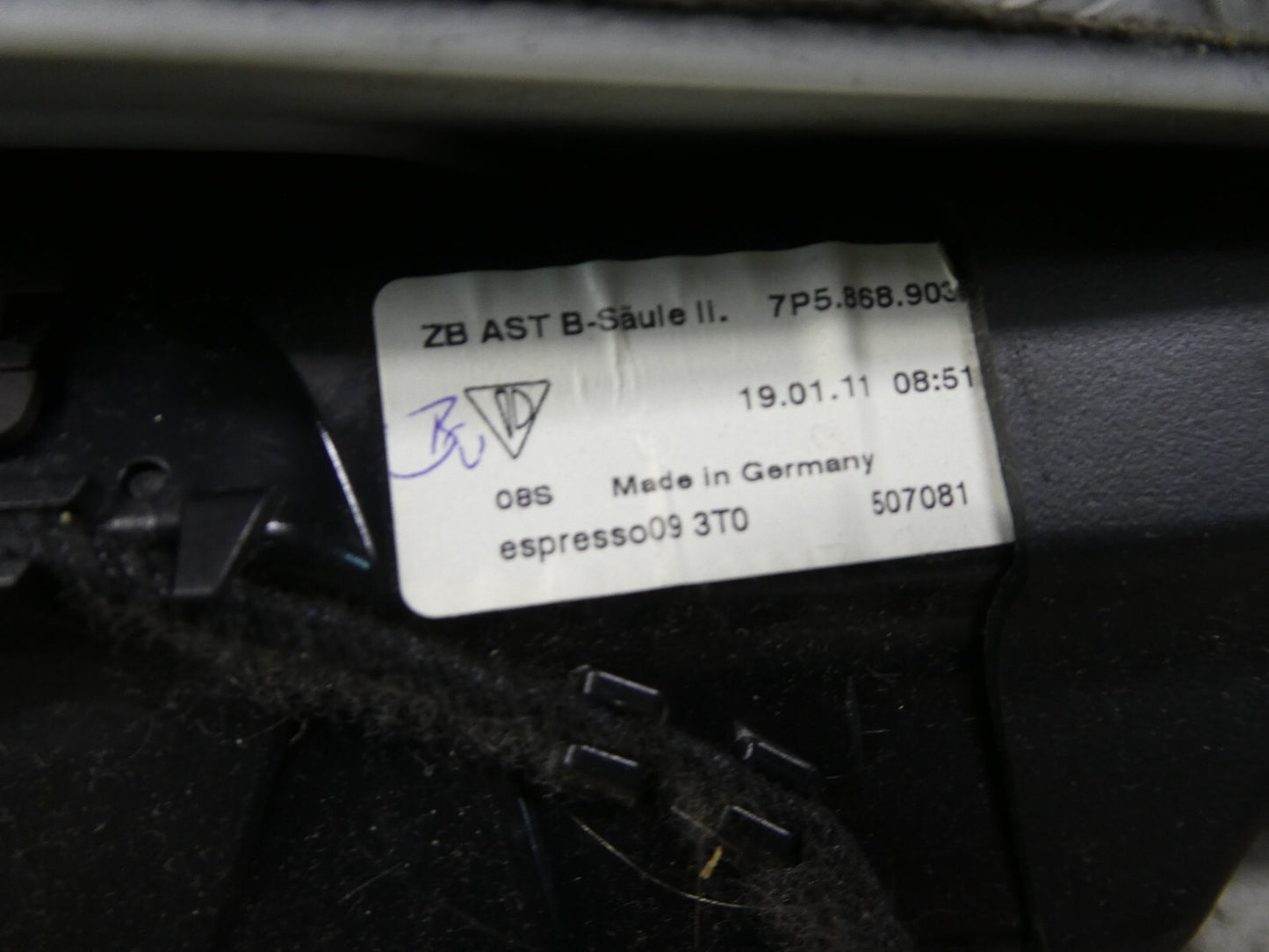 Porsche Cayenne 92A Säulenverkleidung B-Säule links 0ZL ORIGINAL gebraucht - 7P5867239CC