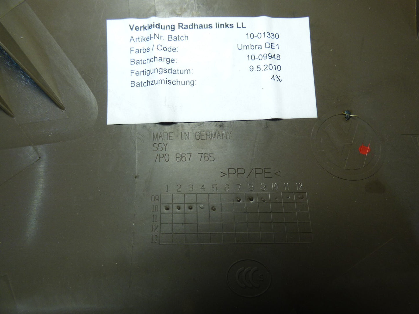Porsche Cayenne S 92A Radhaus links Braun 7P0867765 ORIGINAL gebraucht - Verkleidung