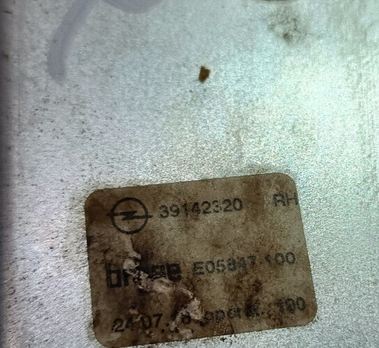 OPEL ASTRA K Kombi Fensterheber Mechanik Hinten Rechts GM ORIGINAL gebraucht - 39142320