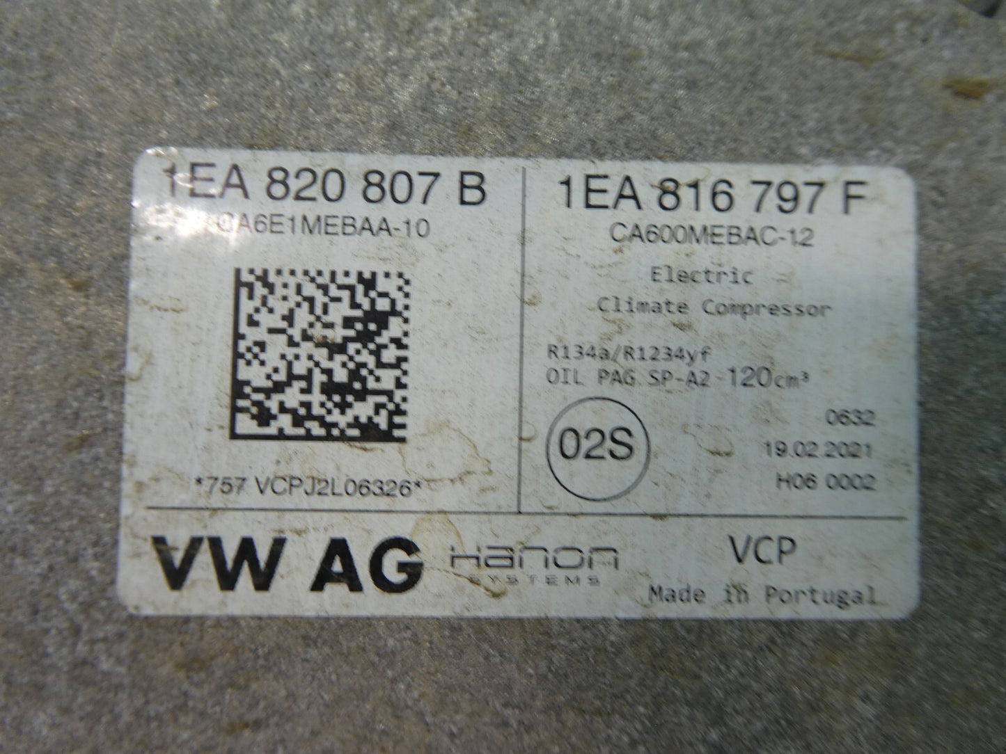 VW ID3 ID.3 Klimapumpe Klimakompressor 1EA820807B 1EA816797F ORIGINAL gebraucht - Elektrik