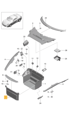 Porsche Boxster 981 Teppich Verkleidung Schlossträger Kofferraum 98155105100