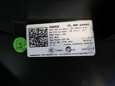 2018 Vauxhall Insignia B PASSENGER FRONT DOOR CARD INTERIOR PANEL 13491536