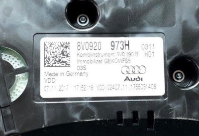 Audi A3 S3 8V 8V1 2.0 TDI 2017 SPEEDOMETER INSTRUMENT CLUSTER  Tacho Mph / Km/h