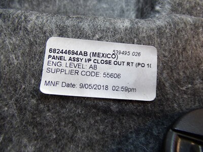 JEEP COMPASS II 2021 Abdeckung verkleidung Armaturenbrett unten ORIGINAL gebraucht - 68244694AB