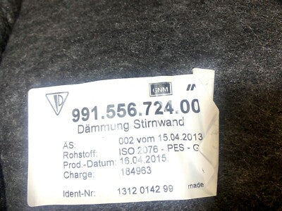 Porsche Boxster 981 991 911 Schallabsorber Dämmung Stirnwand 99155672400 *