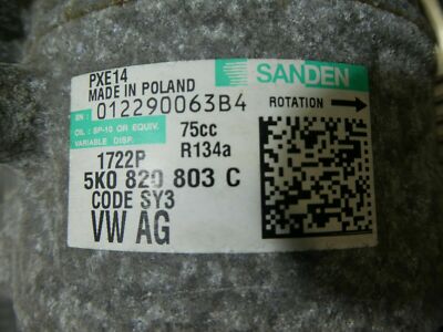 AUDI Q3 2.0 CR TDI Klimakompressor SANDEN 5K0820803C VW SEAT SKODA gebraucht - Original
