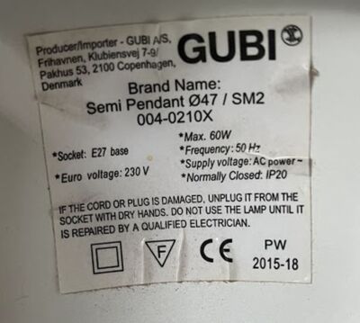 GUBI Semi Design Pendelleuchte Ø 47 cm matt weiß Made in Denmark 1968 gebraucht - Original