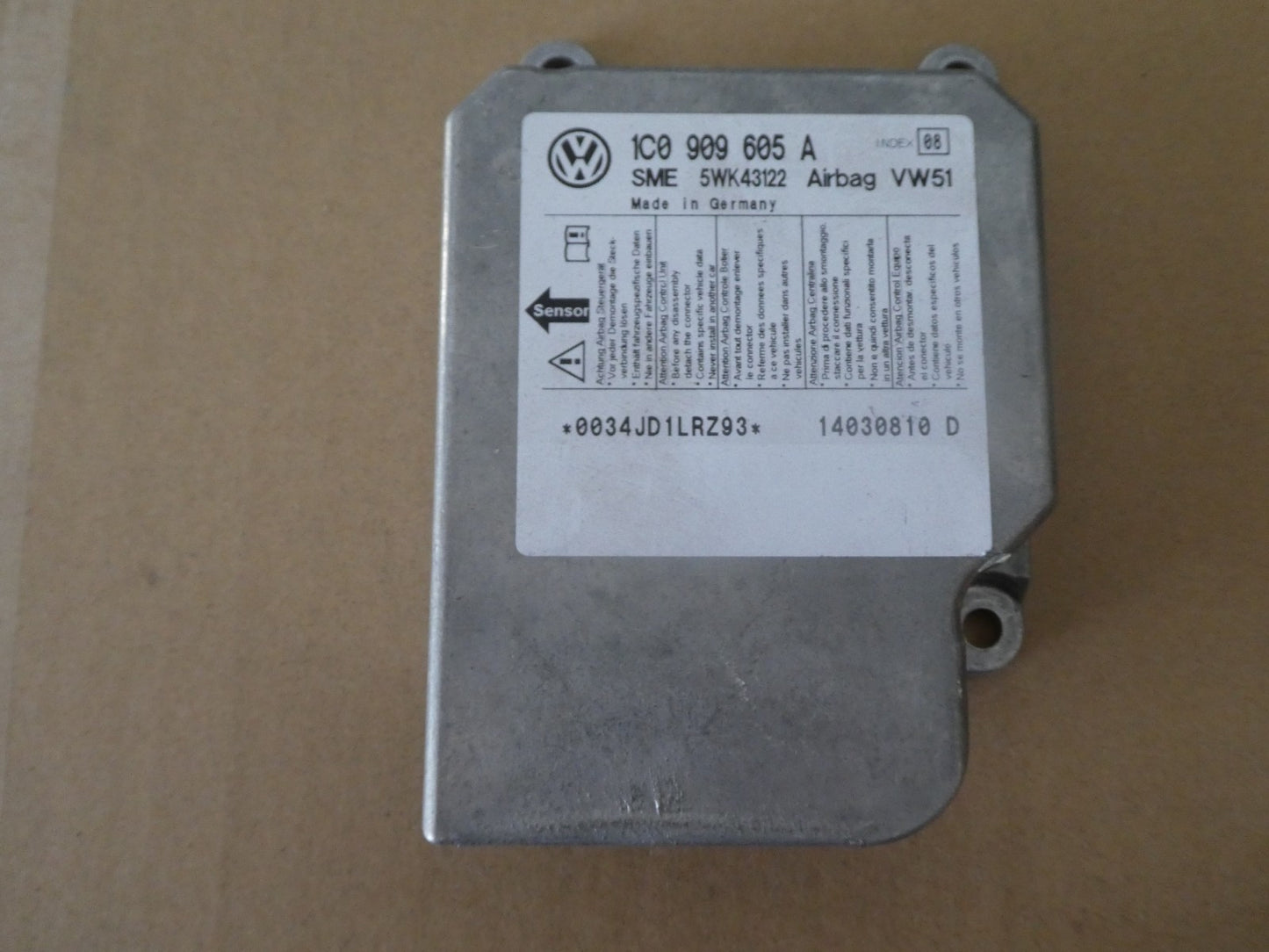 VW T5 2003-2016 Airbagsteuergerät AirBag Steuergerät 1C0909605A ORIGINAL gebraucht - Transporter