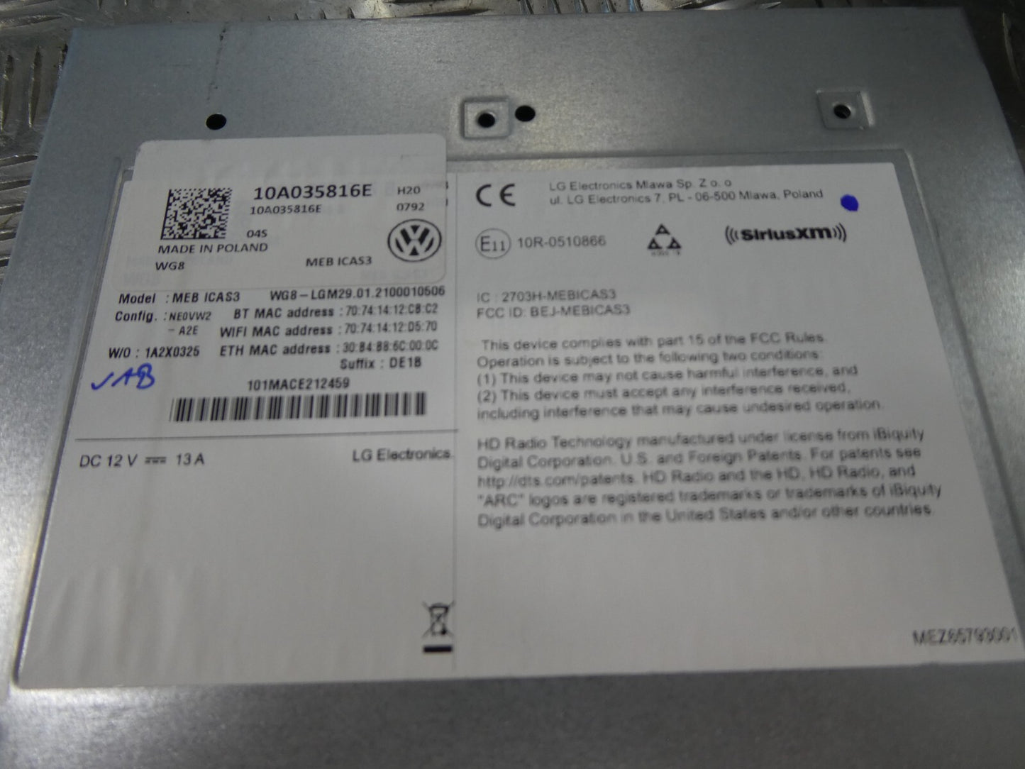 VW ID.3 MEB ICAS3 Multimedia Navigation WIFI WG8 10A035816E Bj.2021 ORIGINAL gebraucht - Volkswagen