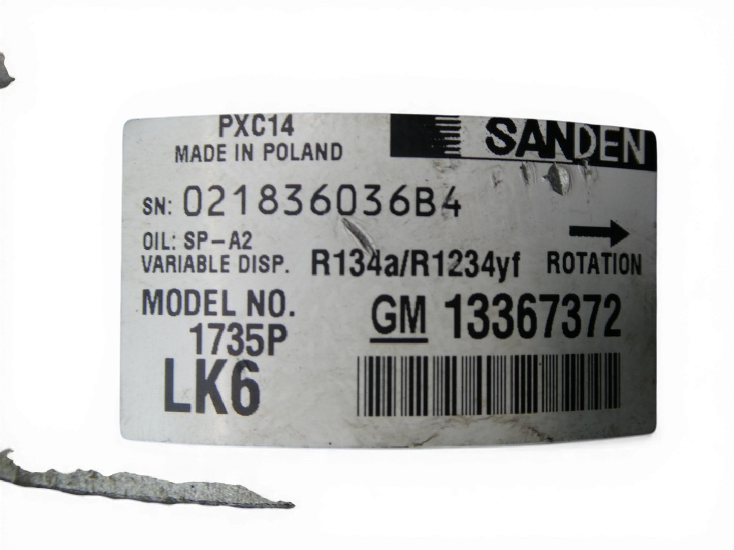 Sanden Klimakompressor PXE14 Opel GM 1735P LK6 R134a R1234yf ORIGINAL gebraucht - 13367372