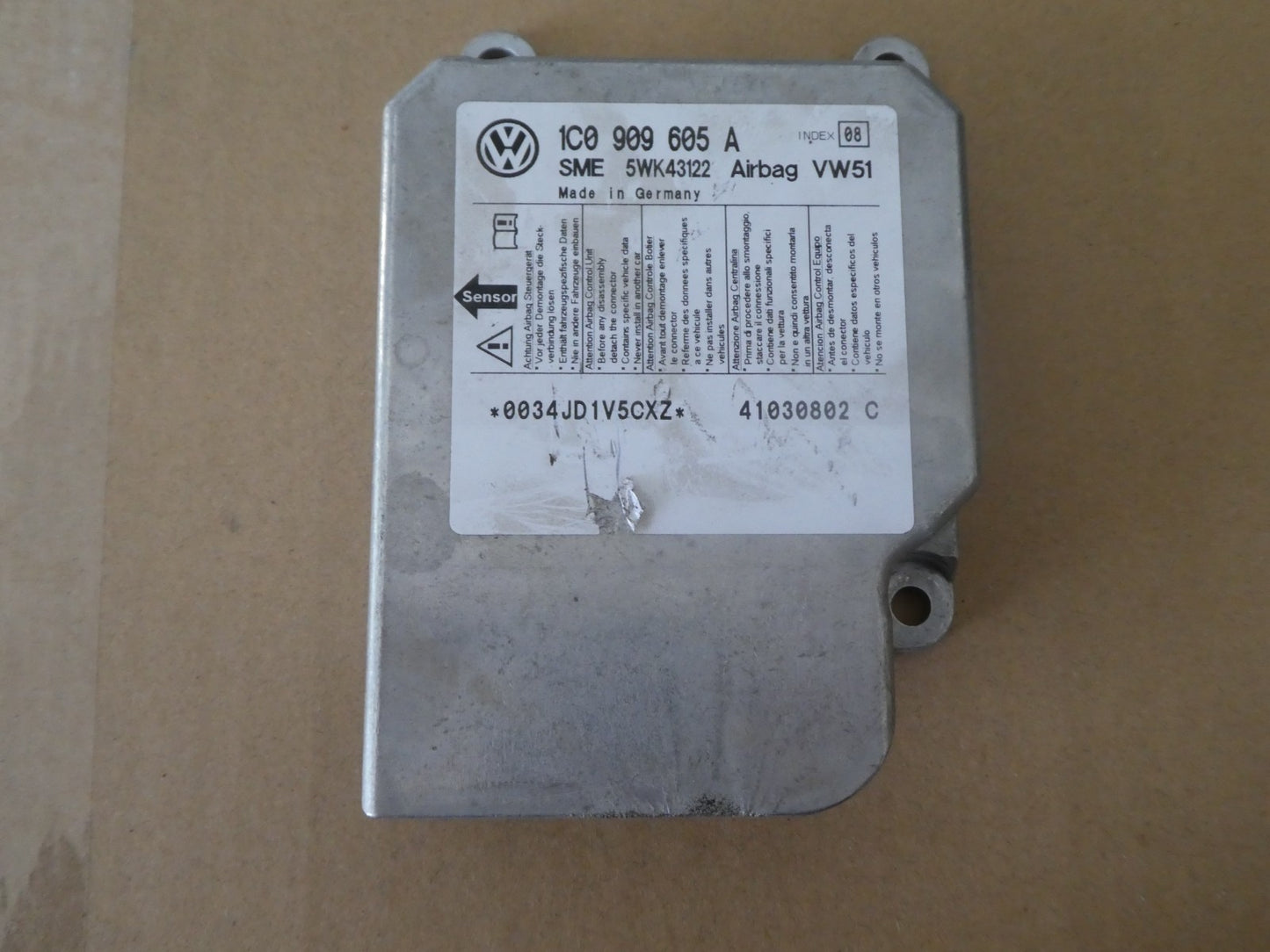 VW T5 2003-2016 Airbagsteuergerät AirBag Steuergerät 1C0909605A ORIGINAL gebraucht - Transporter