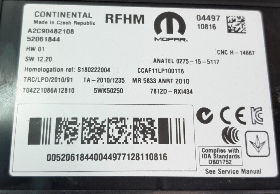 Jeep Renegade 1.6 Mjet Steuergerät Antennemodul Ecu Continental ORIGINAL gebraucht - 52061844