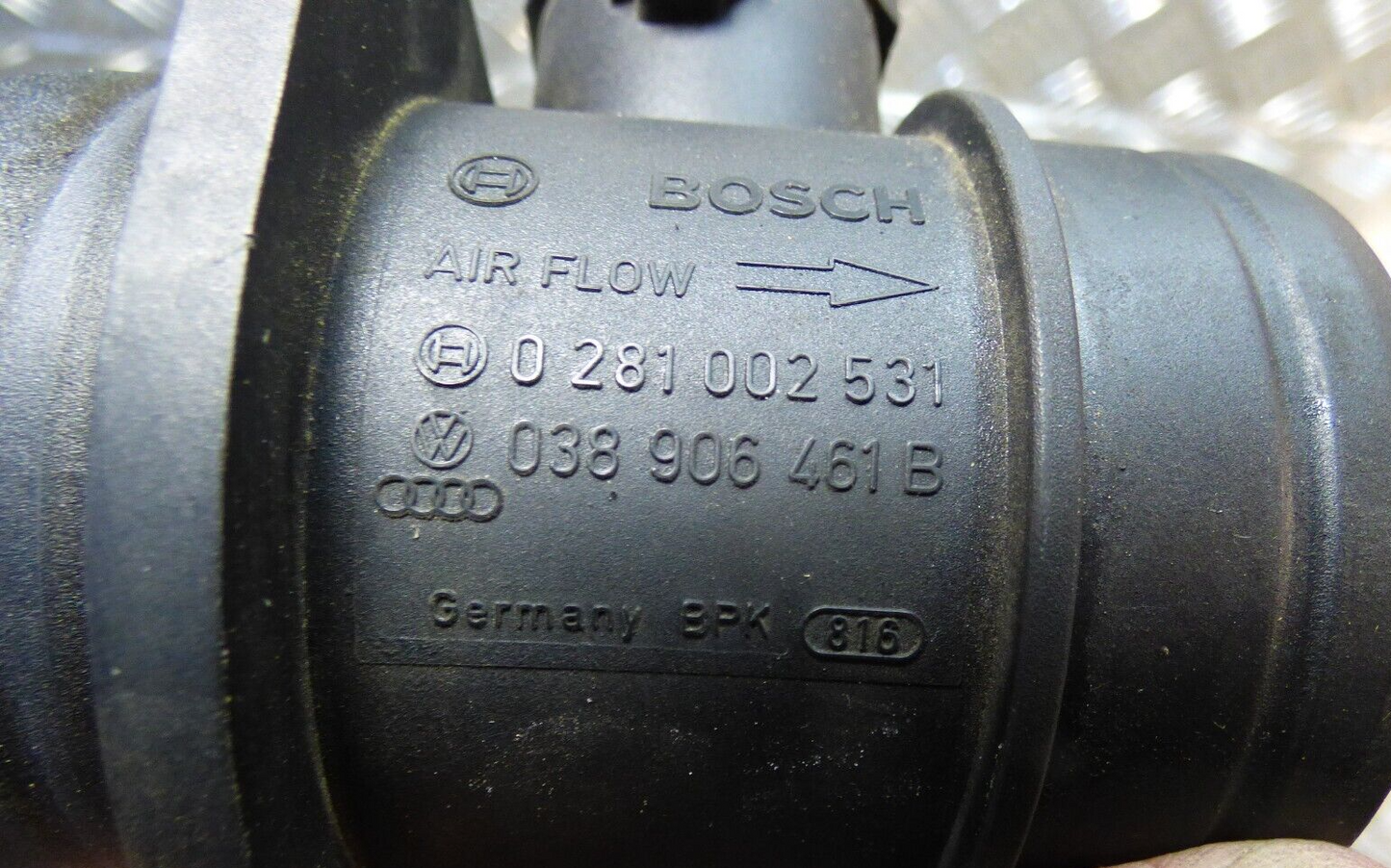 VW Transporter T5 1.9 Luftmassenmesser Luftmengenmesser 038906461B ORIGINAL gebraucht - 0281002531