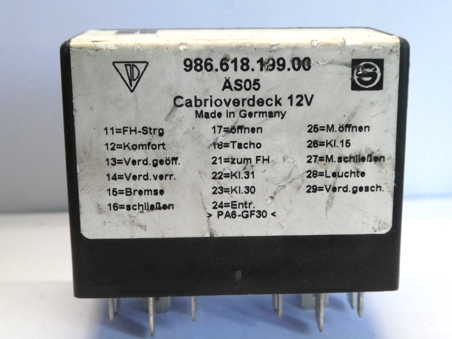 Original Porsche 986 Boxster Cabrio Verdeck Relais OEM gebraucht - 98661819900