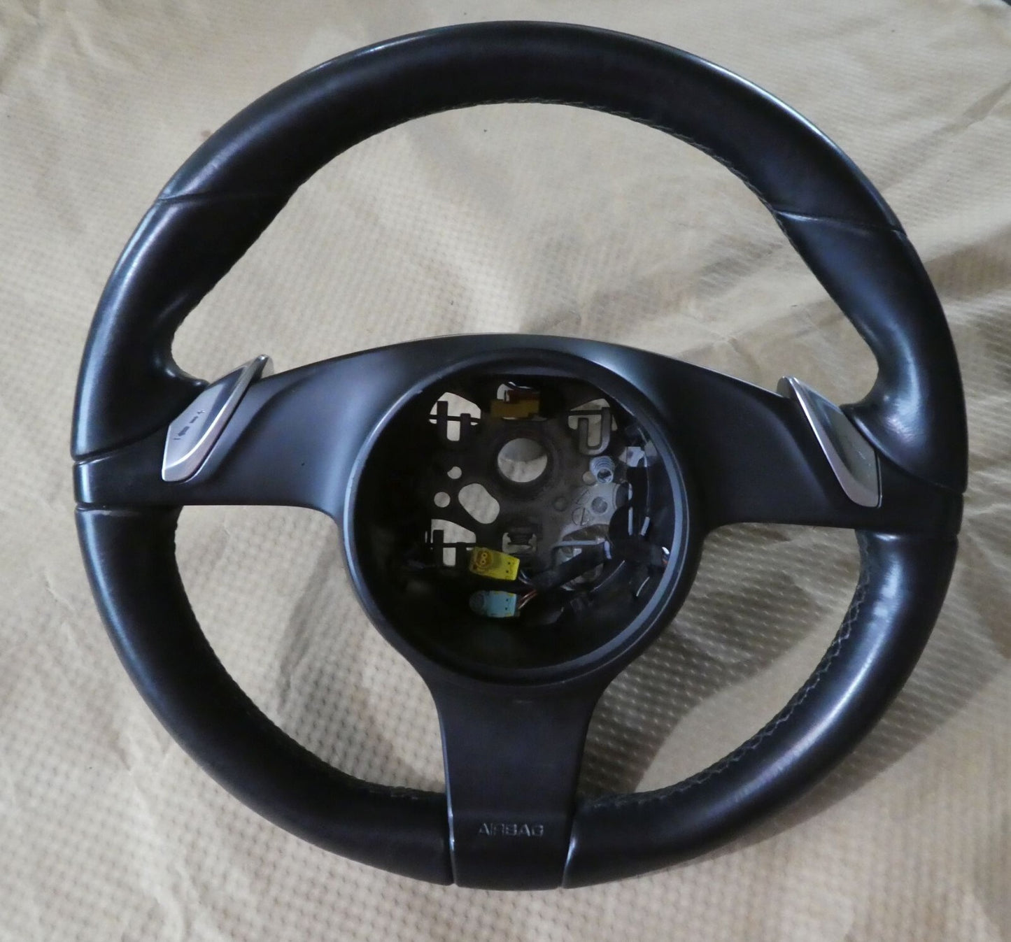 Porsche Panamer 970 Lenkrad Schwarz Leder 7PP419091AB A34 ORIGINAL gebraucht - Lederlenkrad