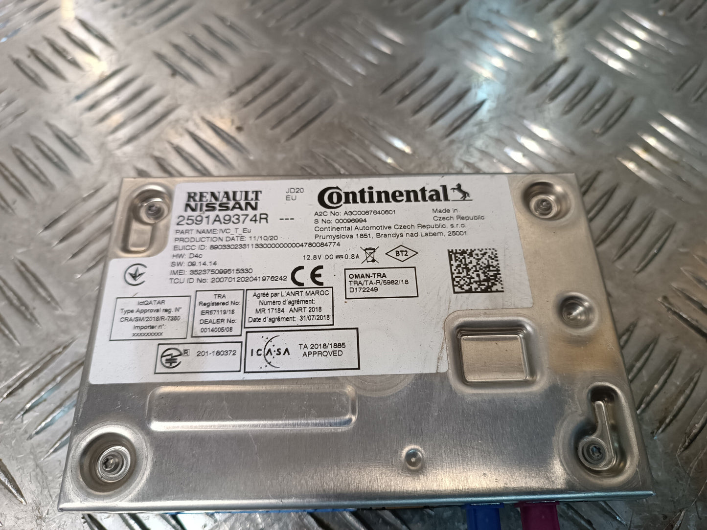 Renault Zoe 2022 Steuergerät 2591A9374R Nissan Continental Modul ORIGINAL gebraucht - Multimedia