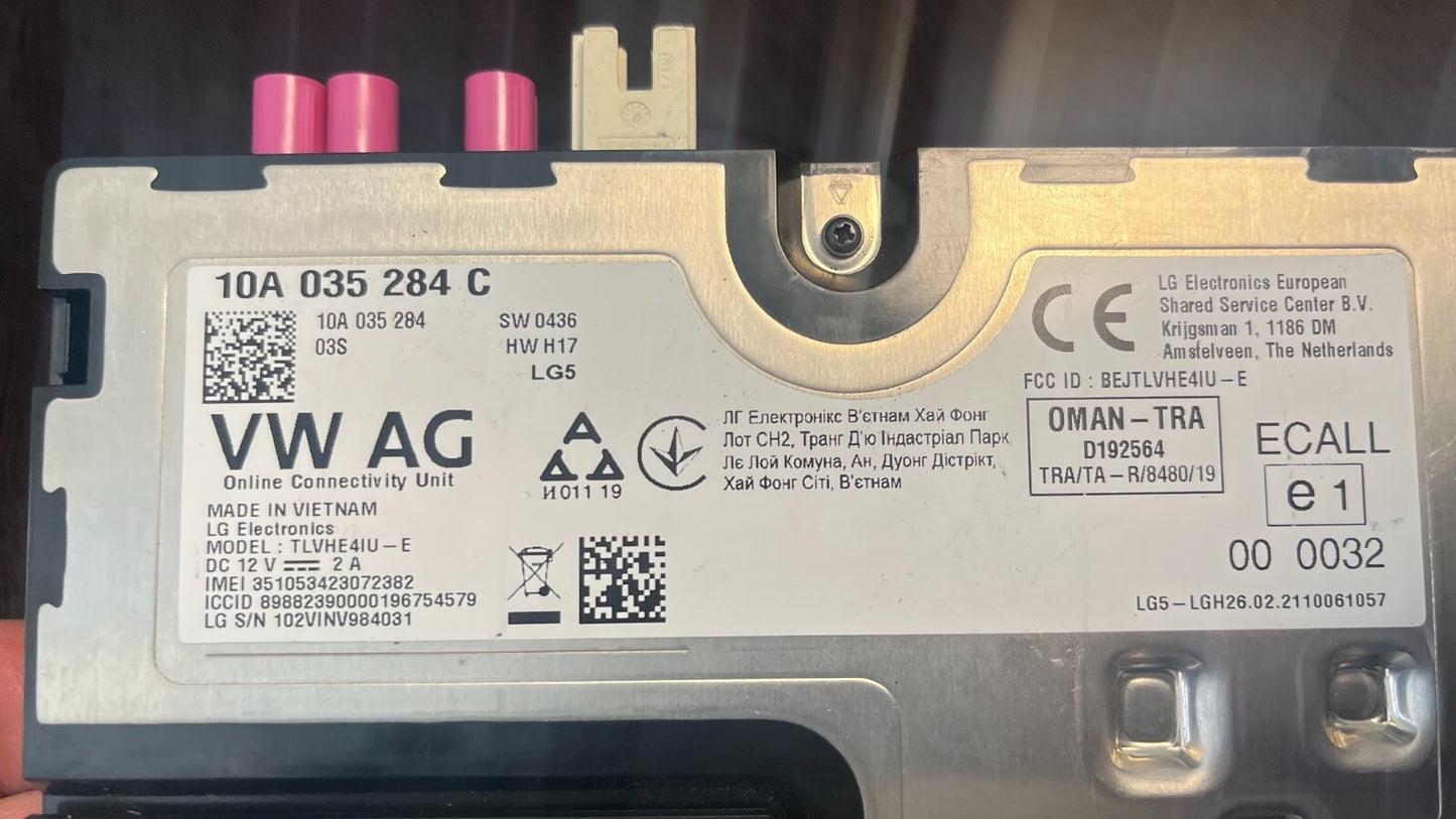 VW ID.3 steuergerät Onlinedienste Verbindung Bluetooth 10A035284C ORIGINAL gebraucht - Volkswagen