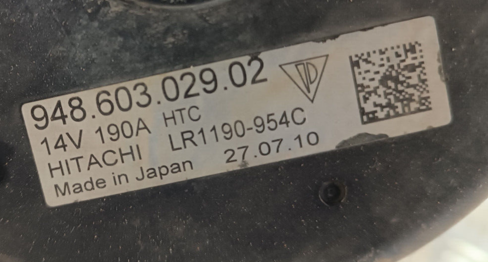Porsche PANAMERA 970 Lichtmaschine Hitachi 190A ORIGINAL gebraucht - 94860302902