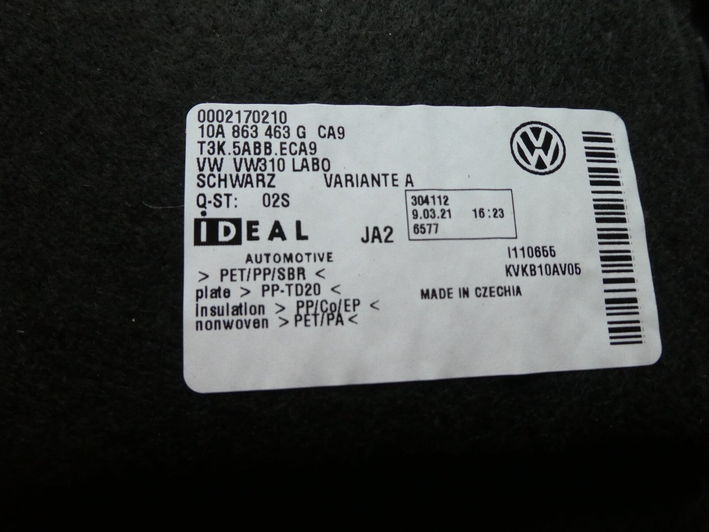VW ID.3 ID3 Kofferraumboden Ladeboden 2021 schwarz 10A863463G CA9 ORIGINAL gebraucht - Volkswagen