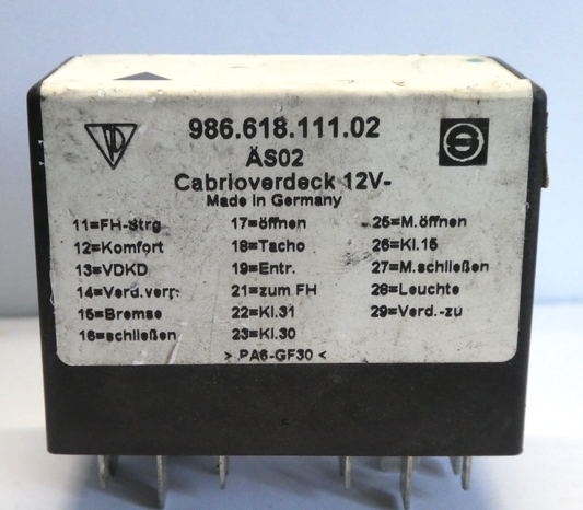 Original Porsche 986 Boxster Cabrio Verdeck Relais OEM gebraucht - 98661811102