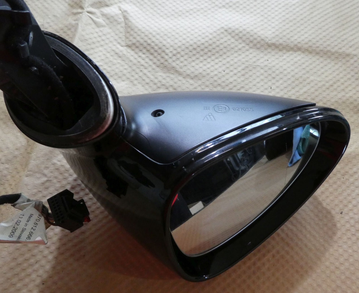 Porsche Panamer 970 Spiegel Aussenspiegel Links SCHWARZ 7 PIN ORIGINAL gebraucht - 97061266600