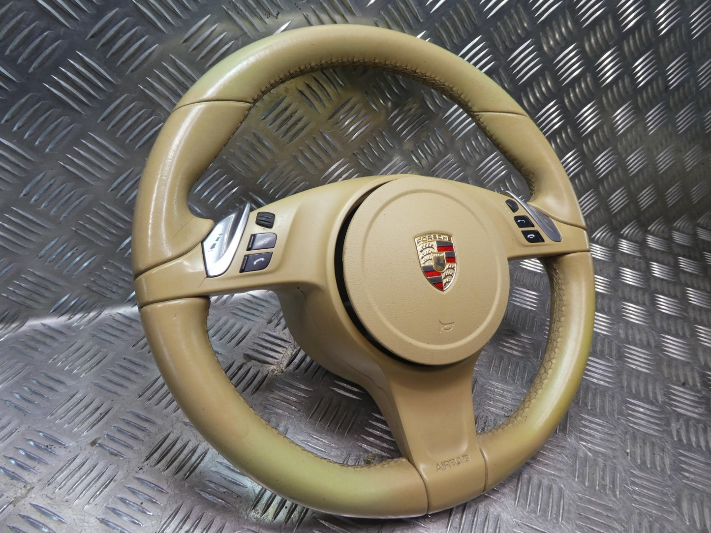 Porsche Panamera 970 Facelift Lederlenkrad Luxorbeige 7PP419091CJ + ORIGINAL gebraucht - 97080308904