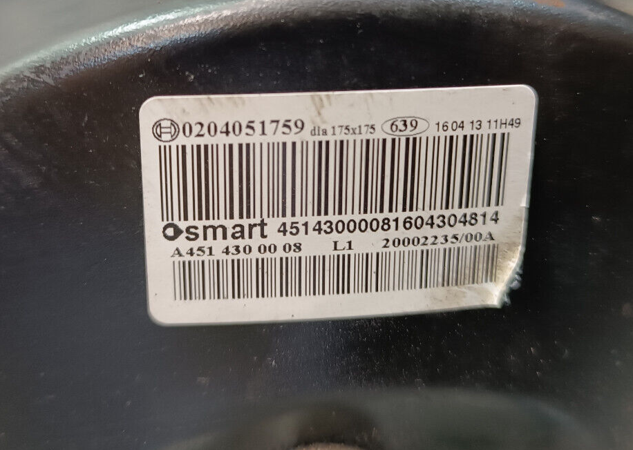 Smart ForTwo 451 Electric Drive Bremskraftverstärker 0204051759 ORIGINAL gebraucht - A4514300008