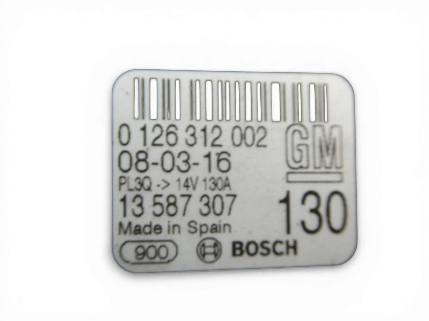 Bosch Lichtmaschine Opel 13587307 14V 130A ORIGINAL geprüft gebraucht - 0126312002