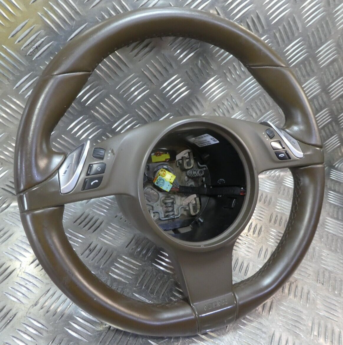 Porsche Cayenne 92A Leder Lenkrad Braun Umbra DE1 ORIGINAL gebraucht - 7PP419091AD