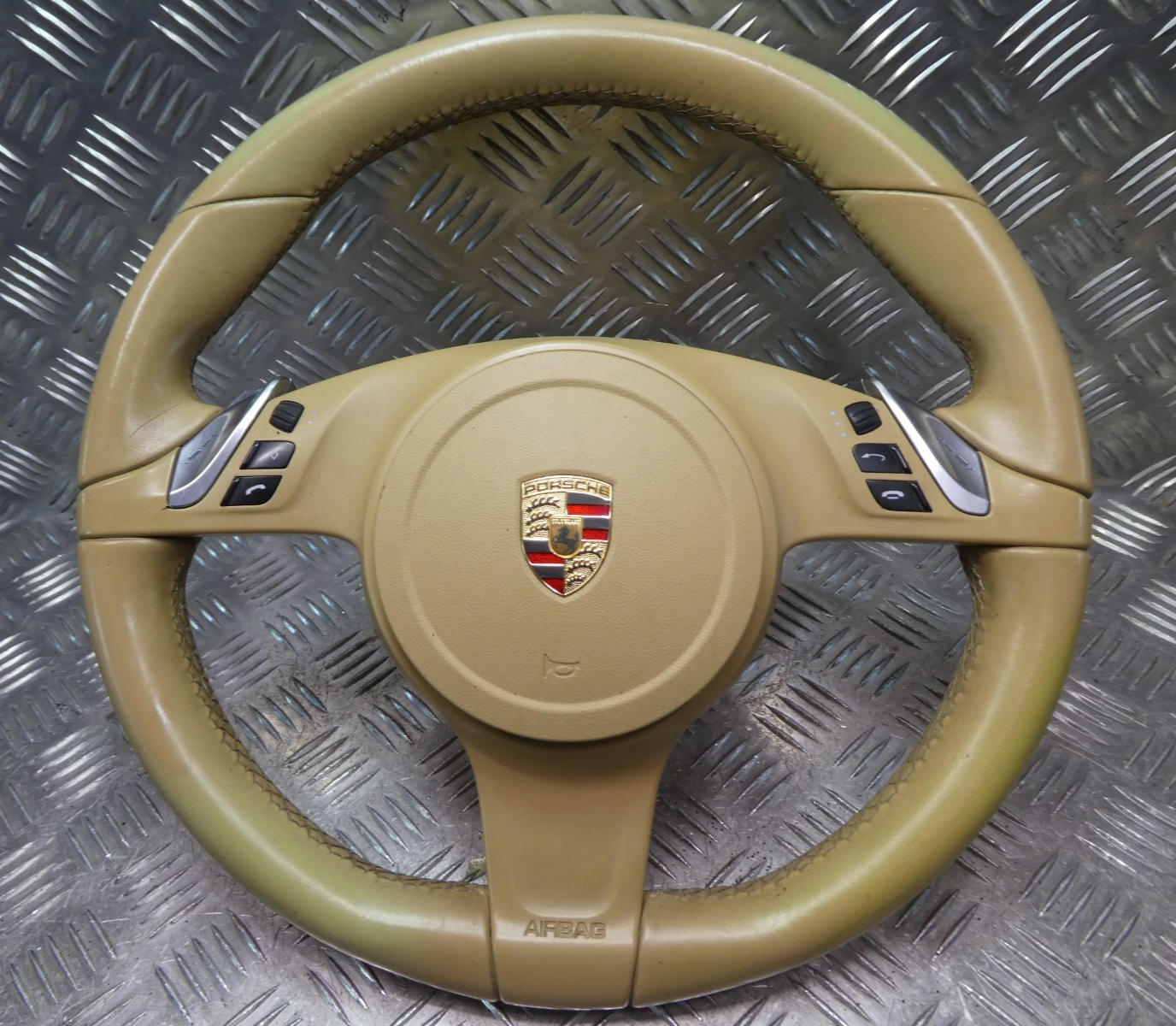 Porsche Panamera 970 Facelift Lederlenkrad Luxorbeige 7PP419091CJ + ORIGINAL gebraucht - 97080308904