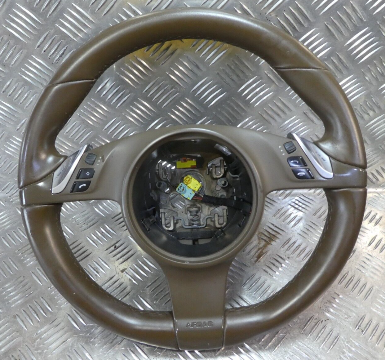 Porsche Cayenne 92A Leder Lenkrad Braun Umbra DE1 ORIGINAL gebraucht - 7PP419091AD